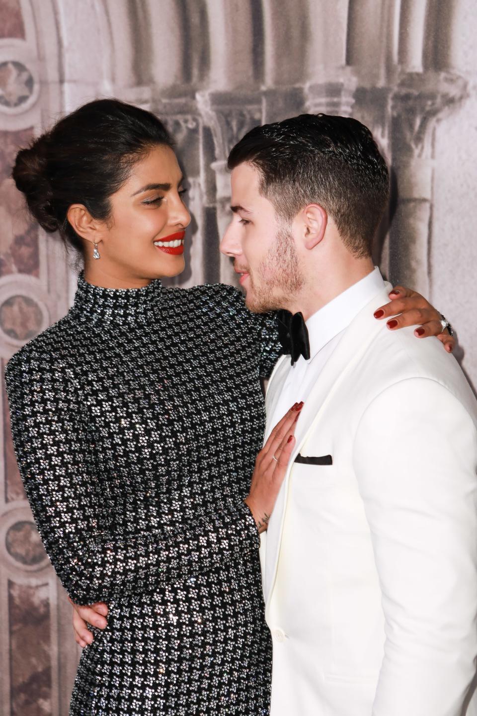 NEW YORK, NY - SEPTEMBER 07:  Priyanka Chopra and Nick Jonas during the Ralph Lauren 50th Anniversary - September 2018 - New York Fashion Week at Bethesda Terrace on September 7, 2018 in New York City.  (Photo by Gonzalo Marroquin/Patrick McMullan via Getty Images)