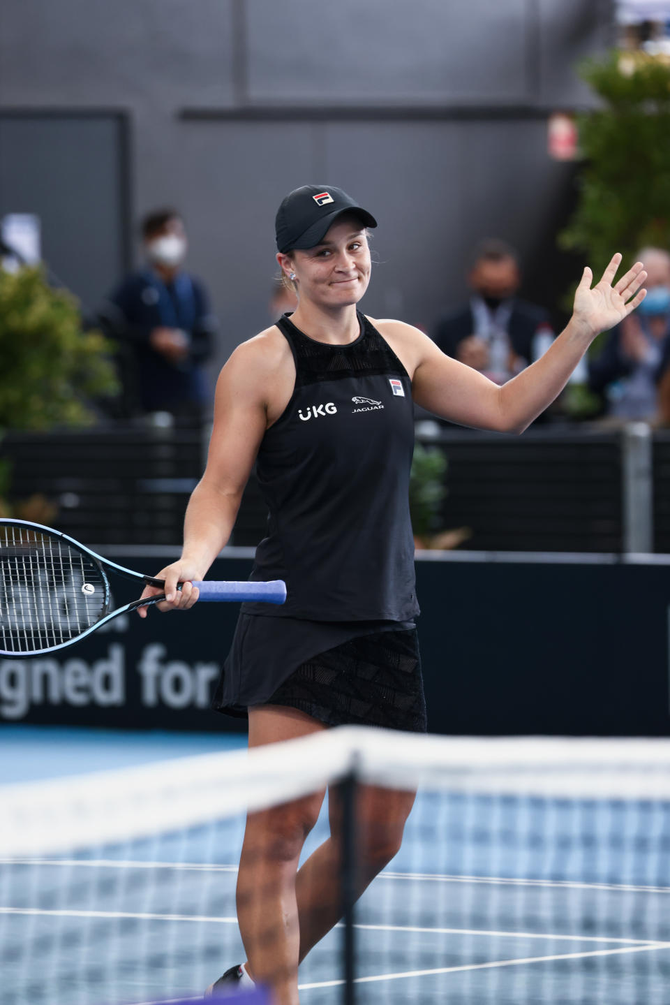 Ash Barty (pictured) and Storm Sanders of Australia celebrate winning the game during the WTA doubles match.