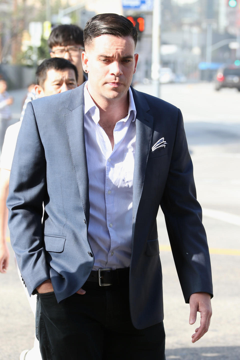 Mark Salling arrives for a court appearance on June 3, 2016. (Photo: Getty Images)