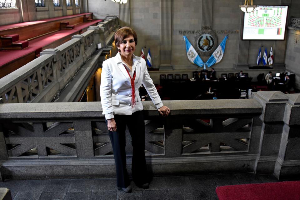 Guatemalan deputy and human rights activist Nineth Montenegro poses for pictures at the Congress in Guatemala City, Guatemala, on March 1, 2018.