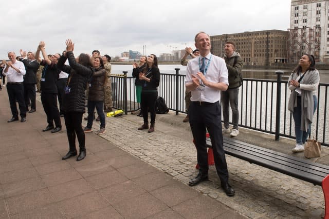 Sir Simon Stevens applauding NHS staff