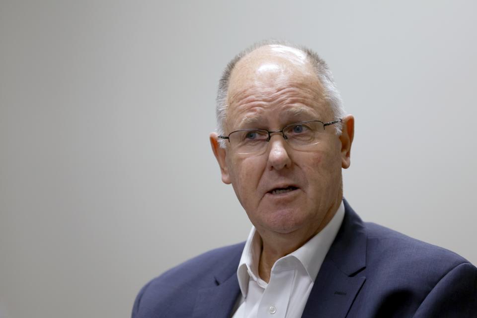 FILE - WTA Chairman and CEO Steve Simon sits for an interview during the WTA Finals tennis tournament in Fort Worth, Texas, Tuesday, Nov. 1, 2022. The head of the WTA women's professional tennis tour says he would like to see an equal number of male and female coaches. (AP Photo/Tim Heitman, File)