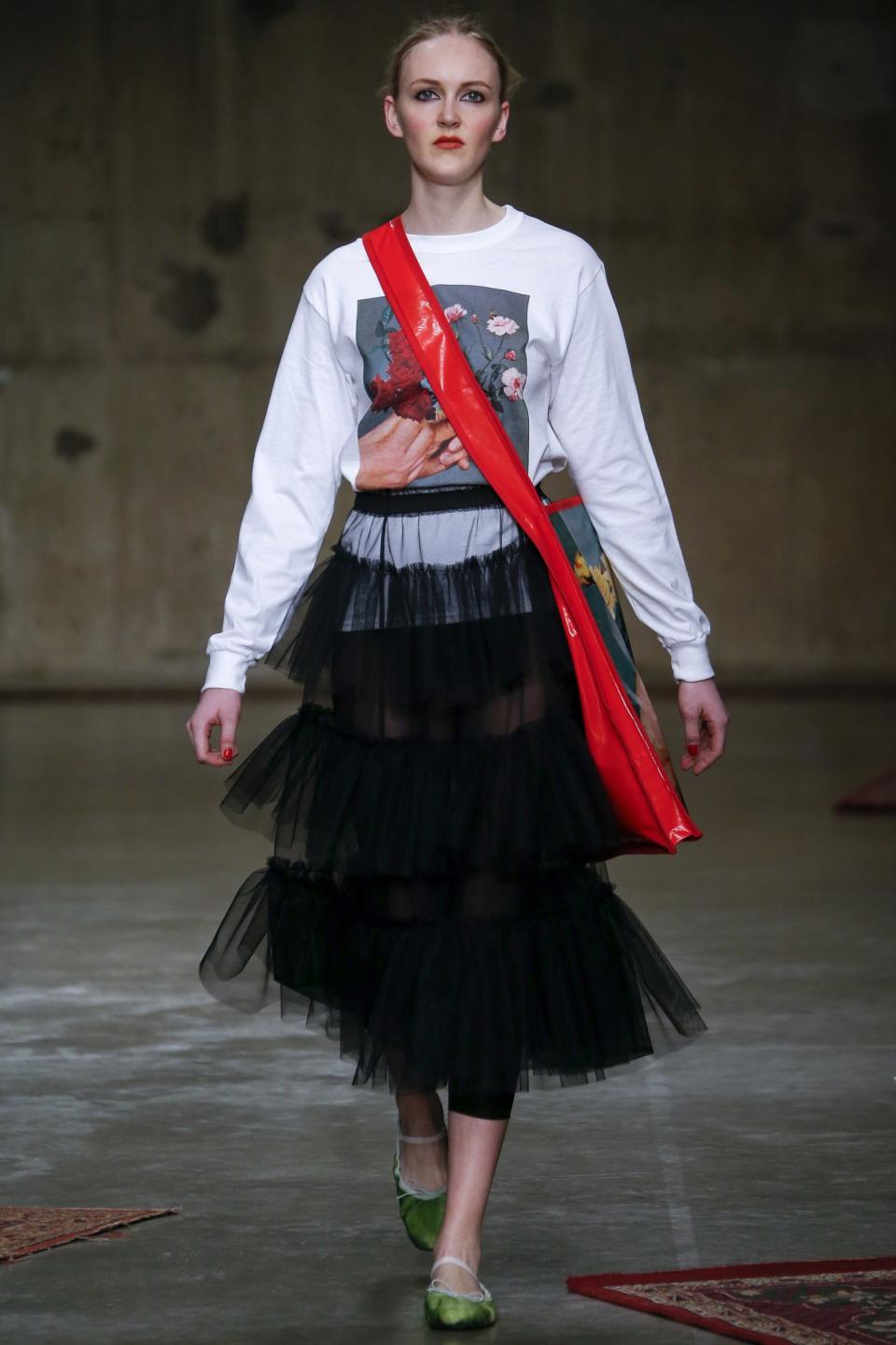 <p>Art School Bohemian Molly Goddard A model walks the runway at Molly Goddard’s Fall 2017 show in London (Photo: Getty Images) </p>