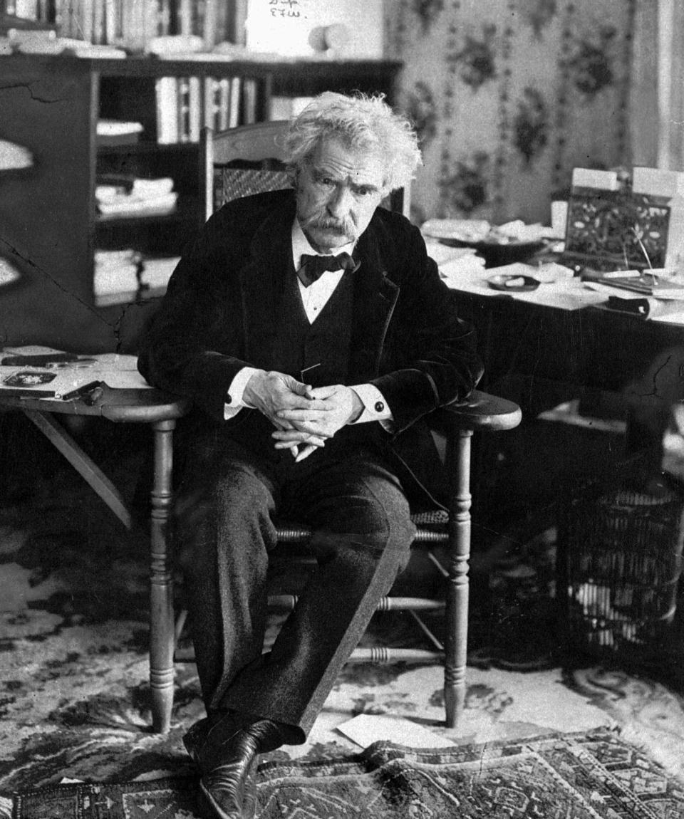 FILE - This undated photo shows Mark Twain, whose adventures overseas, and the irreverent book which helped make him famous, will be featured in an upcoming exhibit at the New-York Historical Society. “Mark Twain and the Holy Land” opens Friday and runs through Feb. 2, the society announced Wednesday. (AP Photo, File)