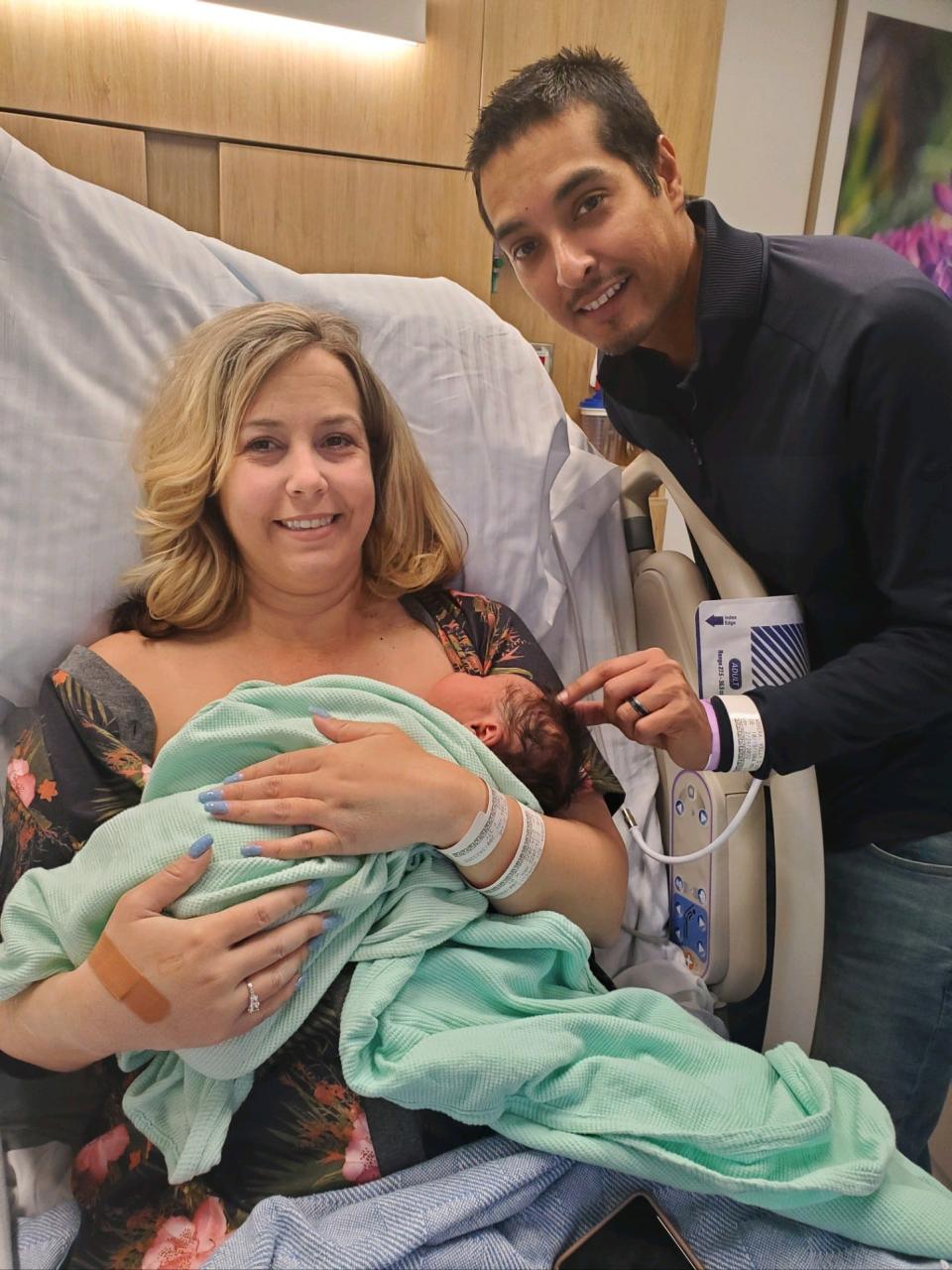 The Cabreras celebrate their newborn's arrival