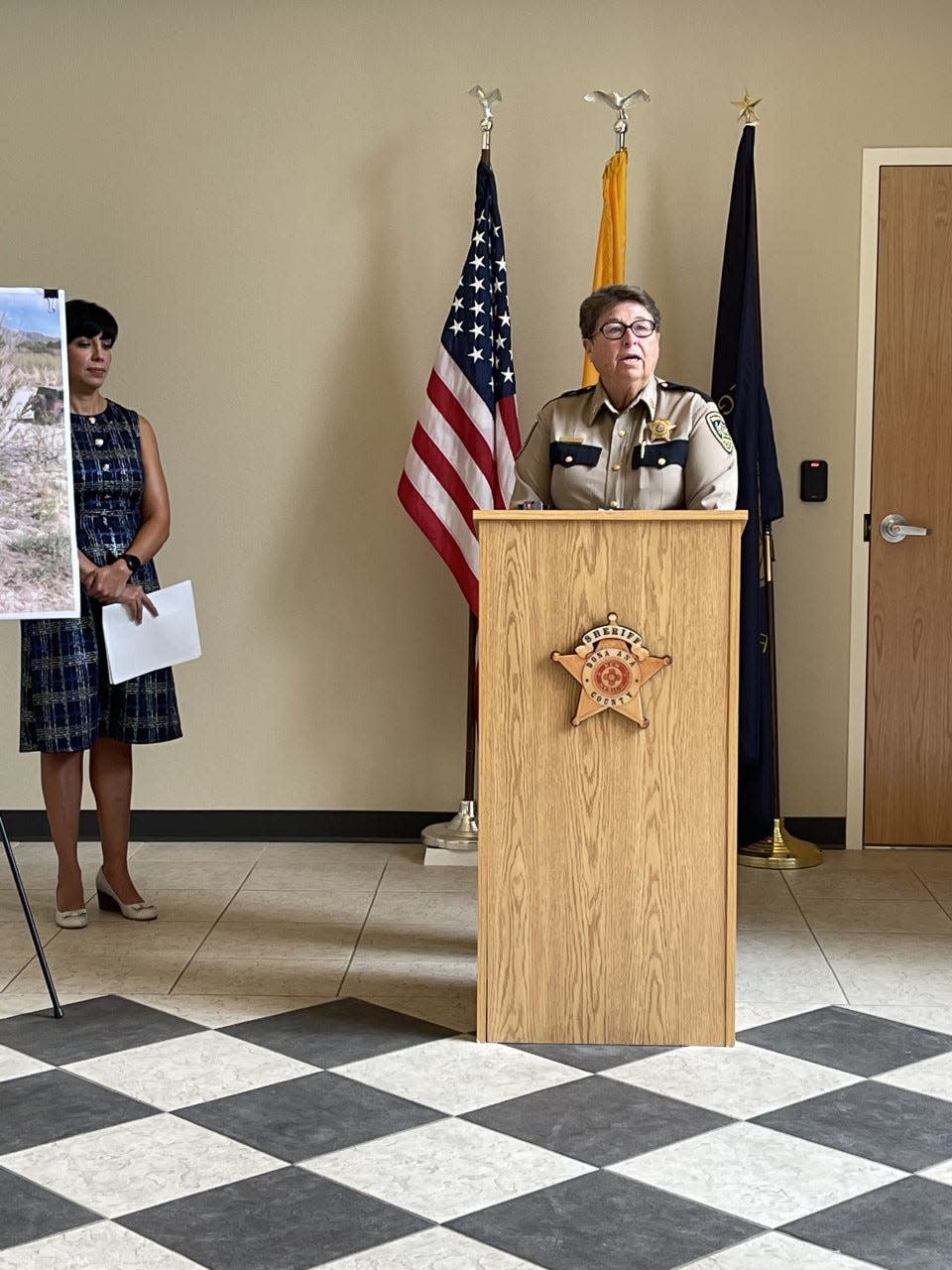 Doña Ana County Sheriff Kim Stewart, is seen at a press conference on Tuesday, June 28, 2021.