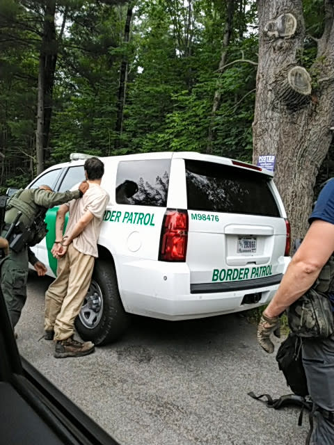 Police arrest Michael Burham in Warren, Pa., on July 15, 2023. (David Vermilyea)