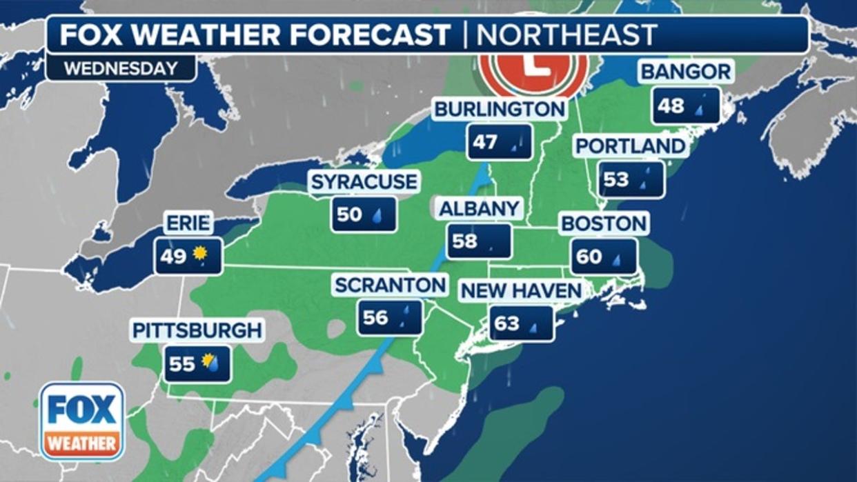 <div>This graphic shows the forecast on Wednesday, April 24, 2024. (FOX Weather)</div>
