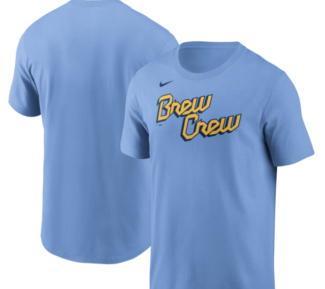 Nike Men's Light Blue Milwaukee Brewers City Connect Pregame