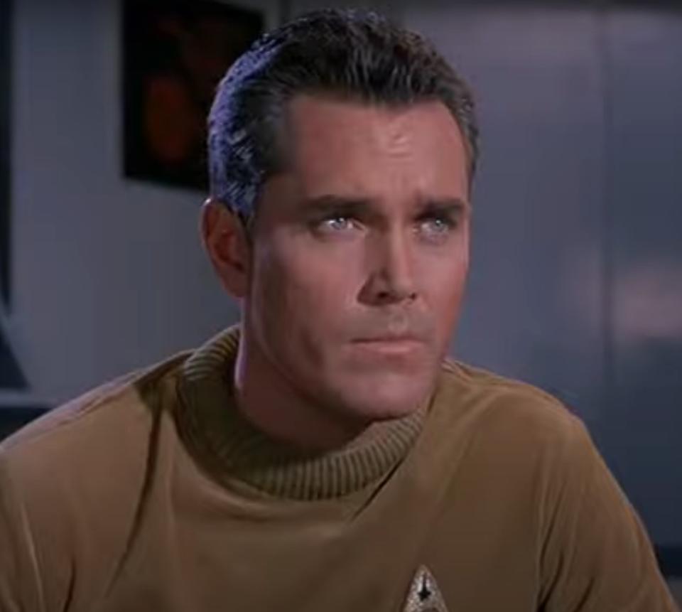 Jeffrey Hunter plays Captain Christopher Pike in the original pilot of "Star Trek"