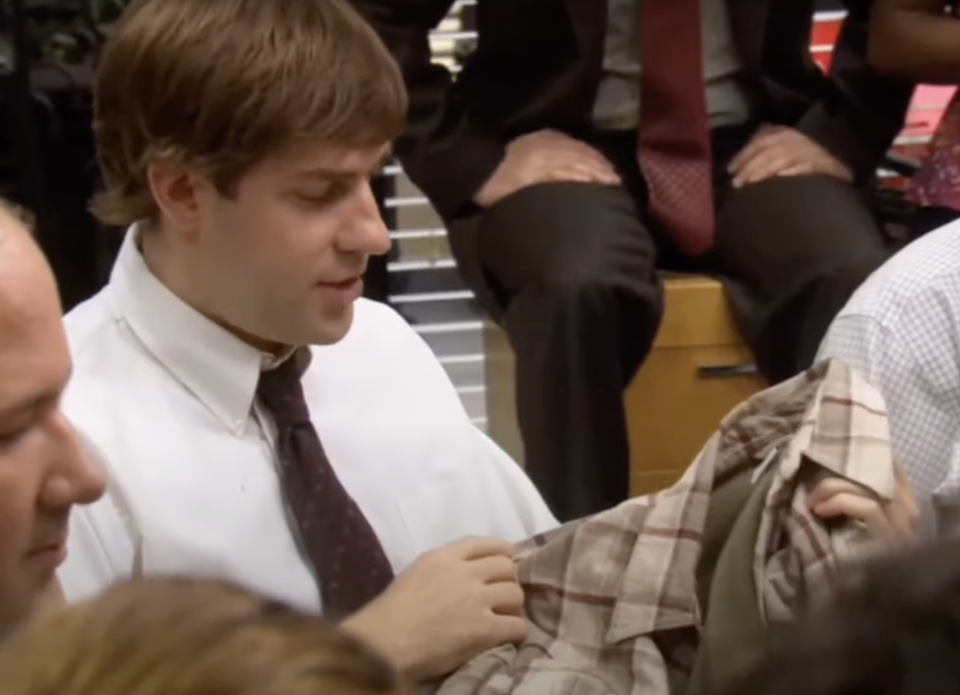 Jim opens Creed's shirt