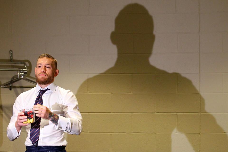 <p>Conor McGregor of Ireland warms up in his locker room prior to his lightweight title fight against Eddie Alvarez during the UFC 205 event at Madison Square Garden on November 12, 2016 in New York City. (Photo by Ed Mulholland/Zuffa LLC/Zuffa LLC via Getty Images) </p>