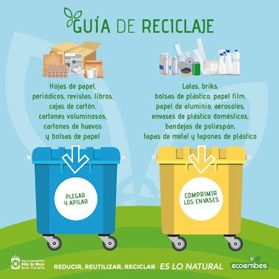 Campaña de concienciación de reciclaje de Ecoembes en el Ayuntamiento de la Villa de Moya, Gran Canaria. <a href="https://www.oficinasverdes.es/noticias/moya-enviara-a-toda-su-poblacion-una-guia-sobre-como-reciclar-papel-y-plasticos/" rel="nofollow noopener" target="_blank" data-ylk="slk:Ecoembes/Ayuntamiento Villa de Moya;elm:context_link;itc:0;sec:content-canvas" class="link ">Ecoembes/Ayuntamiento Villa de Moya</a>