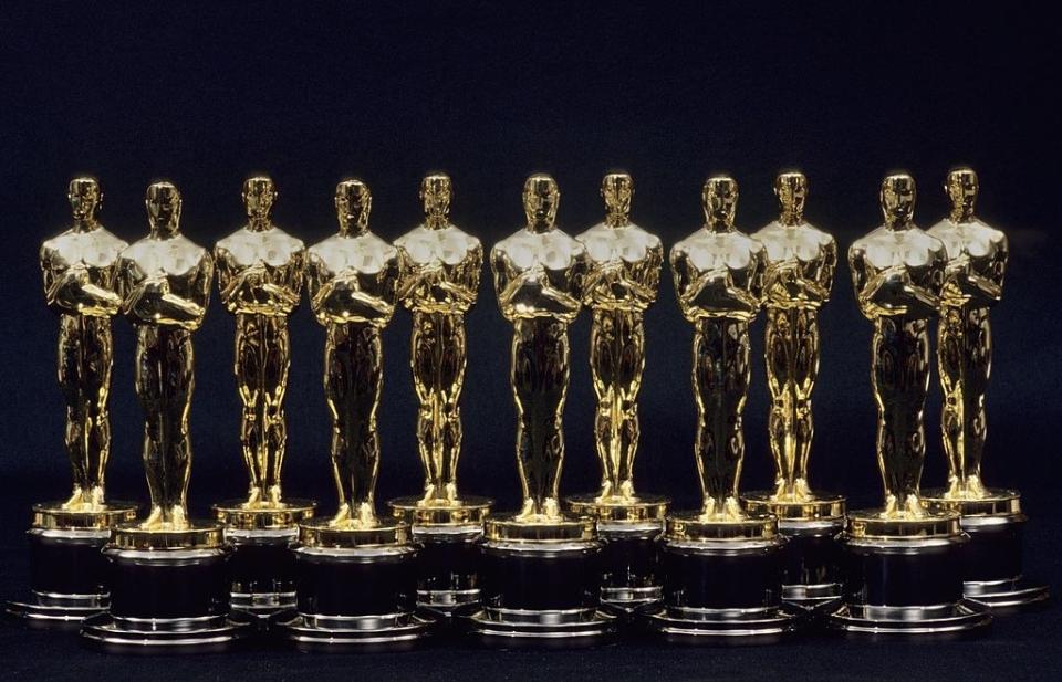 a row of Academy Awards