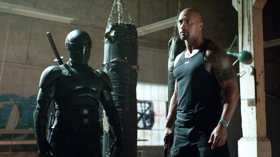 Ray Park and Dwayne Johnson in 2013 sequel 'G.I. Joe: Retaliation'. (Credit: Paramount)