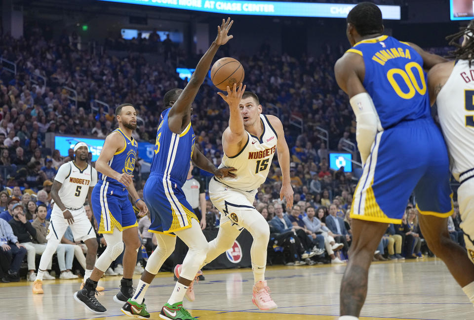 The Warriors had few answers for Nikola Jokić on Sunday. (Thearon W. Henderson/Getty Images)