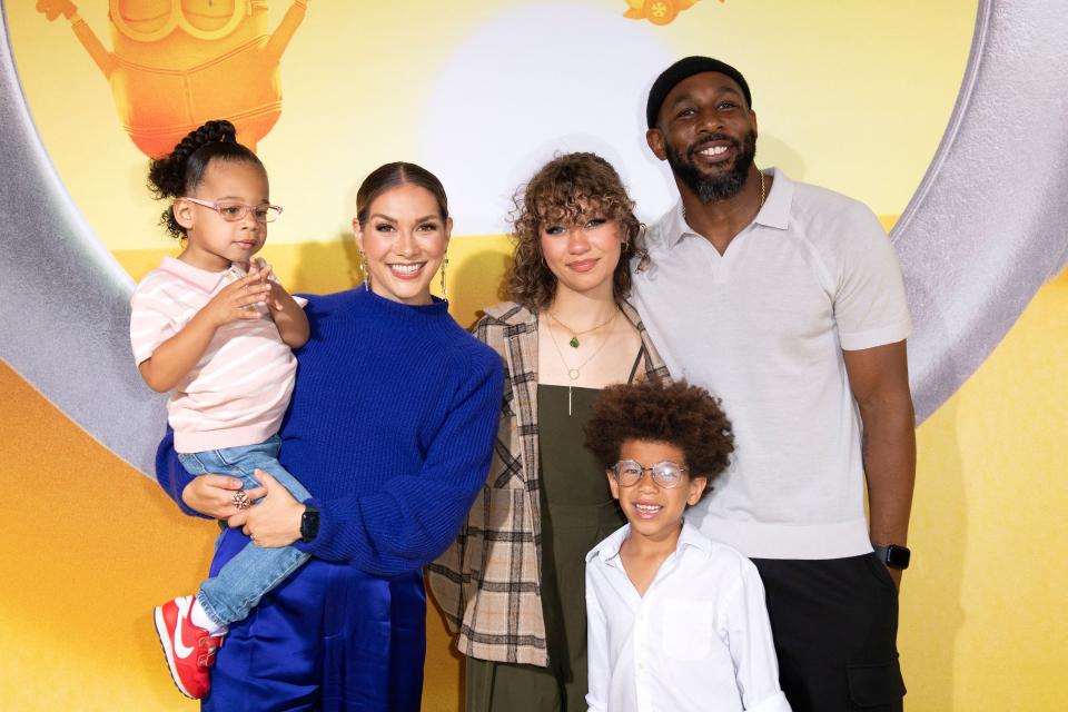 Allison Holker, Stephen "tWitch" Boss, and their family attend a premiere of "Minions: The Rise of Gru" on June 25, 2022, in Hollywood, California.