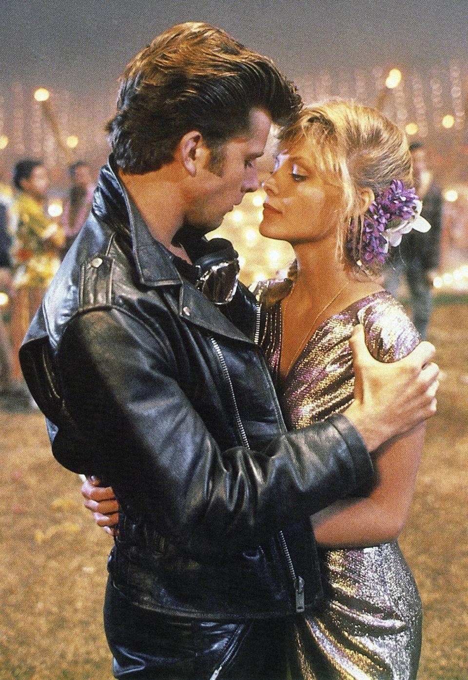 Michael (Maxwell Caulfield) and Stephanie (Michelle Pfeiffer) reunite in 'Grease 2'