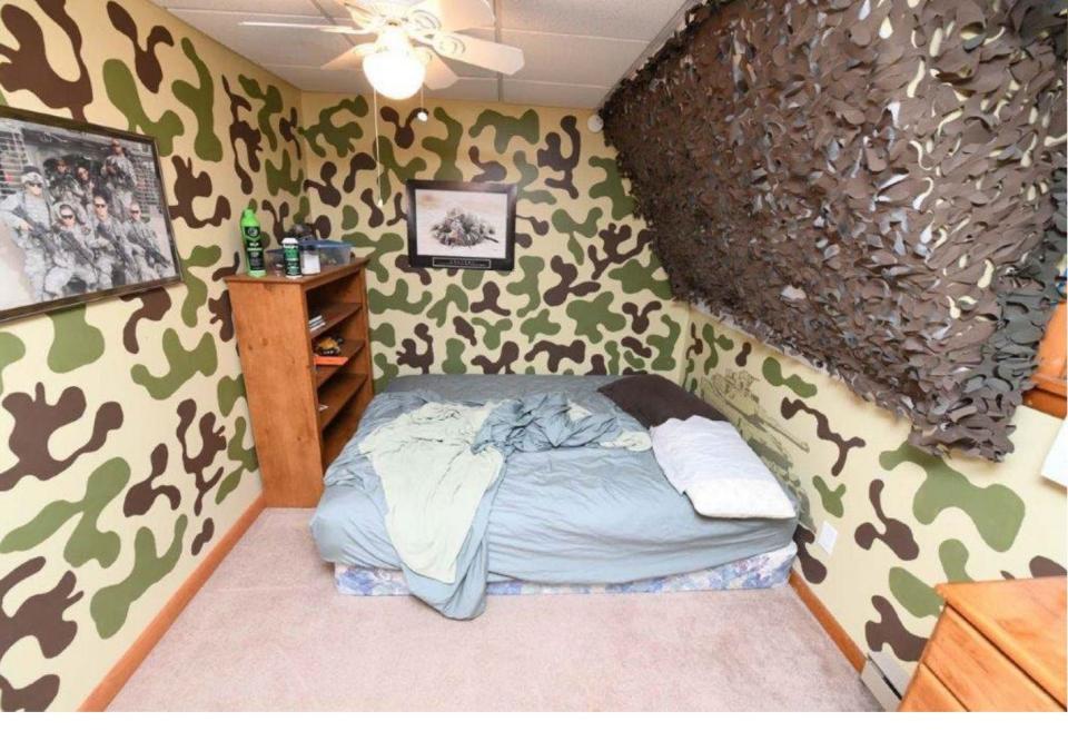 Photo of room in North Dighton home where Jack D. Teixeira lived, entered into evidence by federal government in case against him.