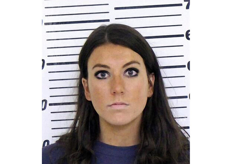 This photo provided by the Scott County Jail shows Madison Russo. Russo, an Iowa woman who falsely claimed to have cancer and documented her “battle” on social media will stay out of prison after a judge gave her probation and a suspended sentence. (Scott County Jail via AP)