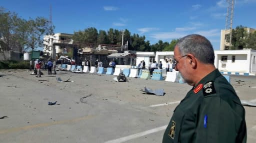 The commander of the Islamic Revolution Guards Corps ground forces, Brigadier General Mohammad Pakpour, visits the scene of Thursday's attack