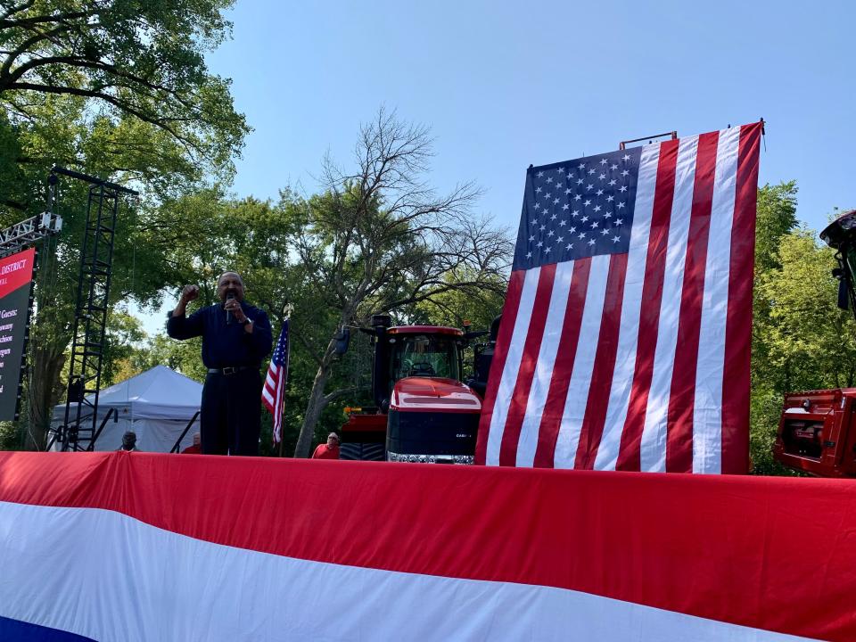 Faith leader E.W. Jackson joined other Republican presidential candidates at the Story County Fairgrounds for the 4th Congressional District Presidential Tailgate and Straw Poll in the hopes of appealing to Iowa voters ahead of the Cy-Hawk game in Ames on Saturday, Sept. 9, 2023.