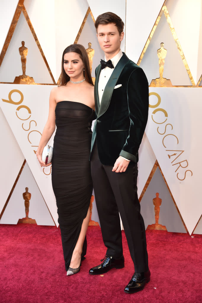 <p>Ansel Elgort (R) and Violetta Komyshan attend the 90th Academy Awards in Hollywood, Calif., March 4, 2018. (Photo: Steve Granitz/WireImage) </p>