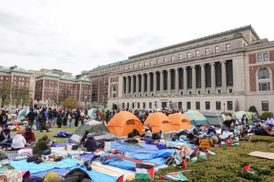 The university insists it will not tolerate the protesters camping out in front of its library. LP Media