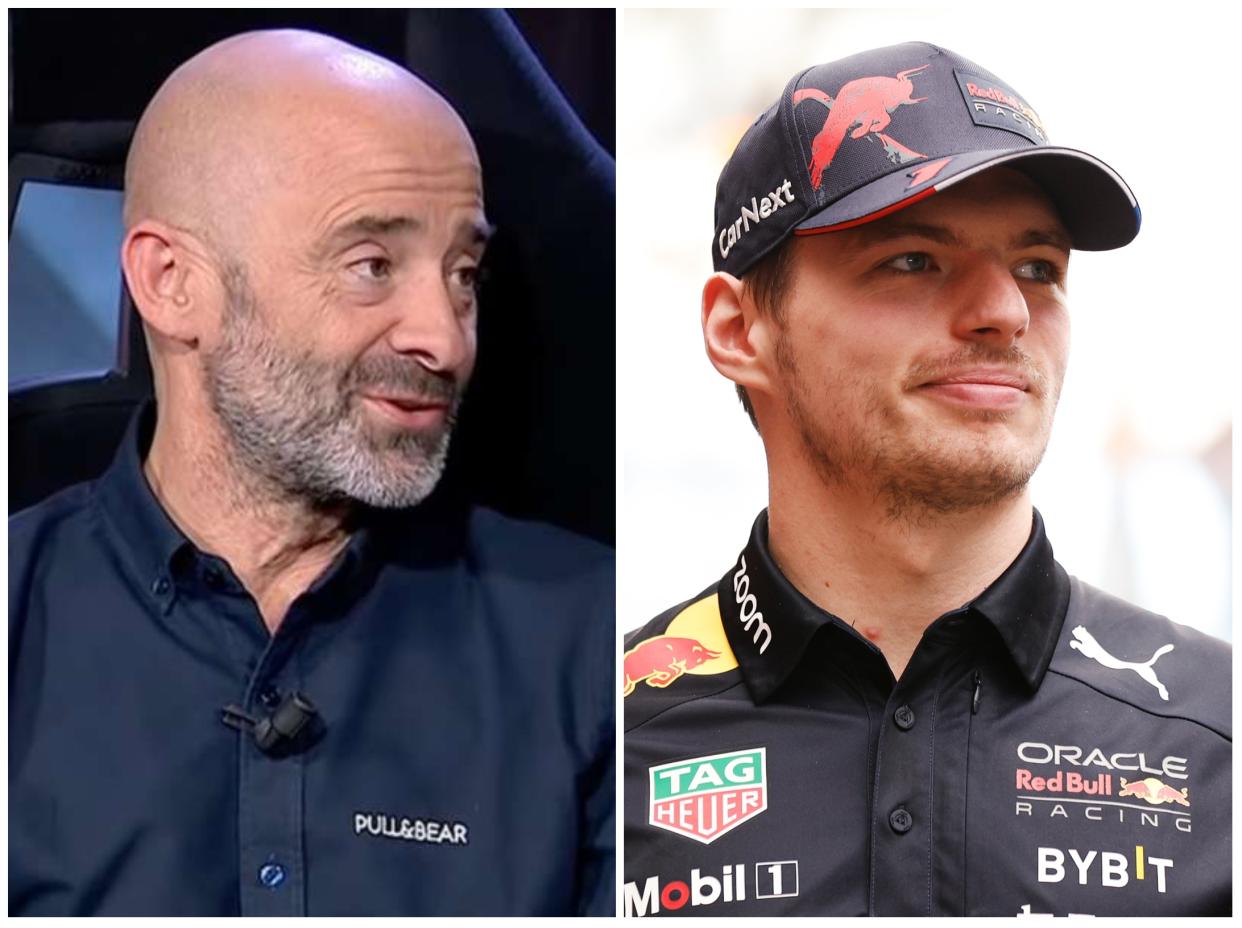 Antonio Lobato en DAZN y Max Verstappen en el Circuito de Interlagos. (Foto: DAZN / Jared C. Tilton / Getty Images).