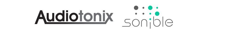 The Audiotonix and sonible logos.