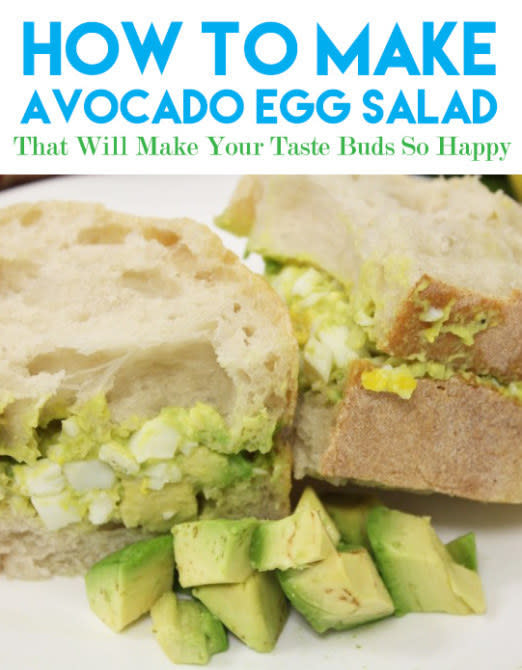 Doesn't hurt to add bread. Recipe: Avocado Egg Salad 