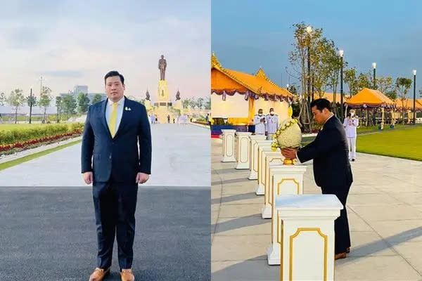 ▲在海外生活超過27年的泰國王子瓦查拉松，去年12月前往他的祖父、已故泰王蒲美蓬的紀念公園參加父親節活動。（圖／翻攝自臉書）