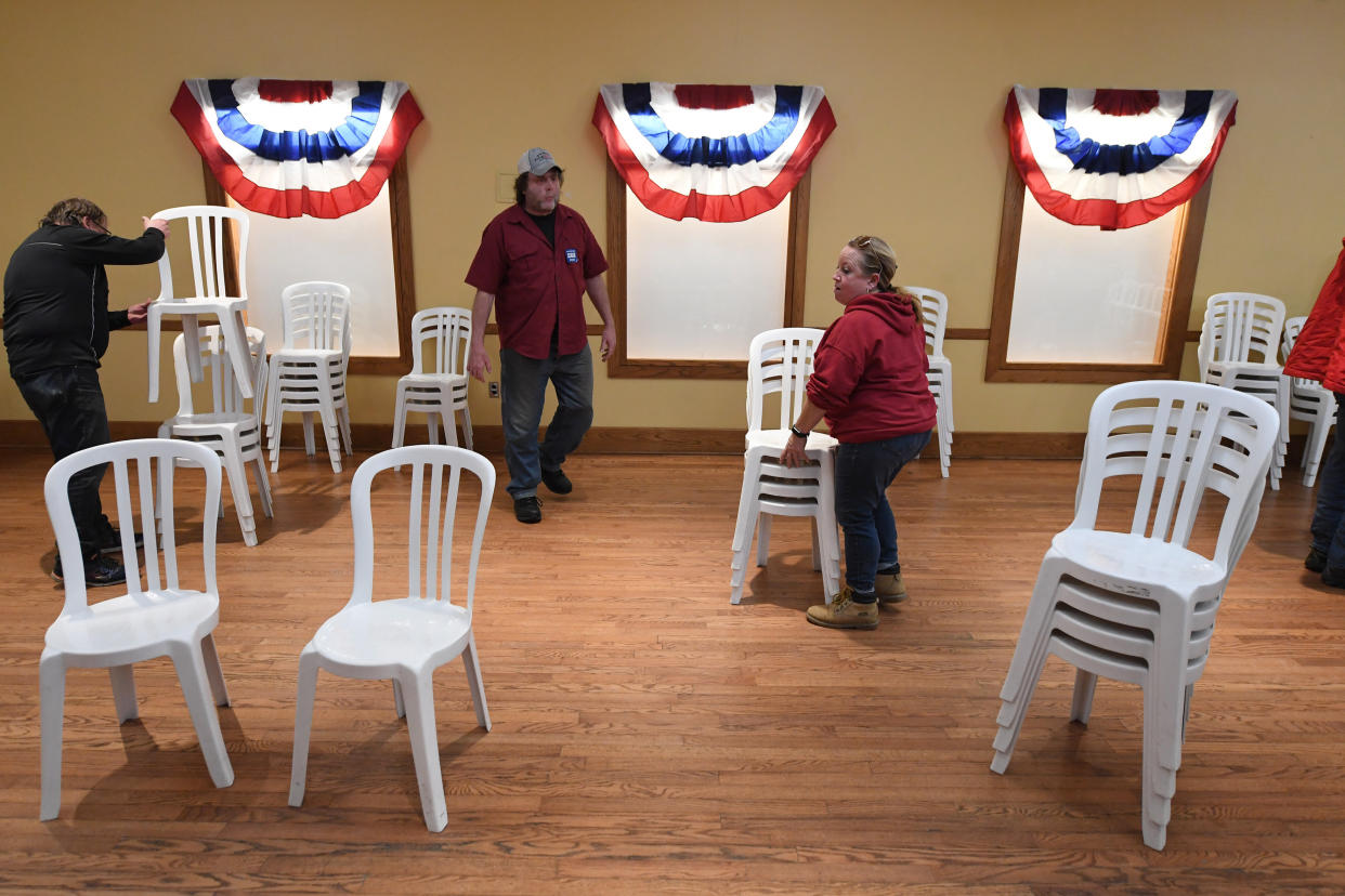 Chairs are put up after former South Bend, Indiana, Mayor Pete Buttigieg appeared at a town hall event on Jan. 29 in Mason City, Iowa. The Iowa caucuses are Feb. 3. (Photo: The Washington Post via Getty Images)