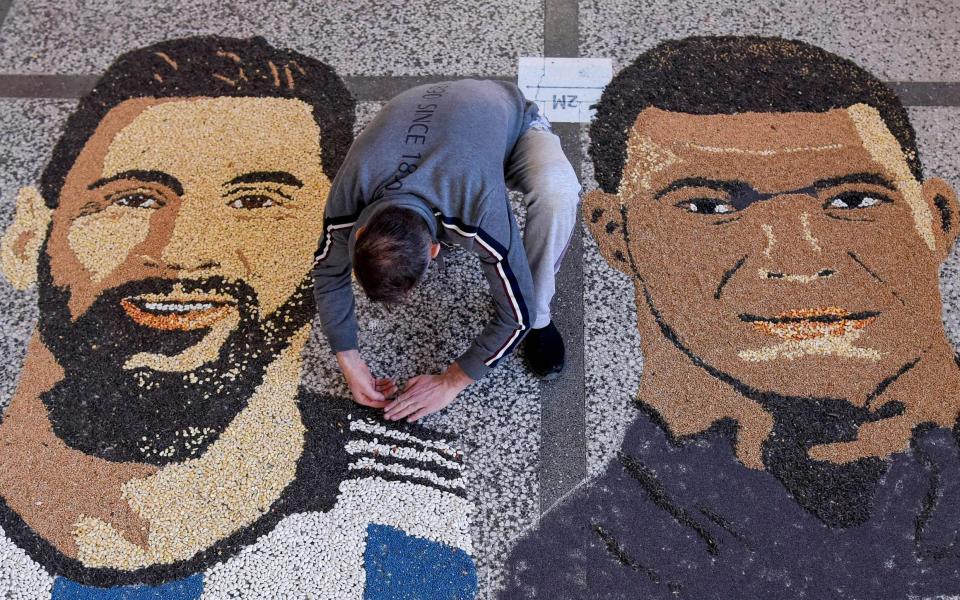 Messi and Mbappe made into a mosaic - AFP