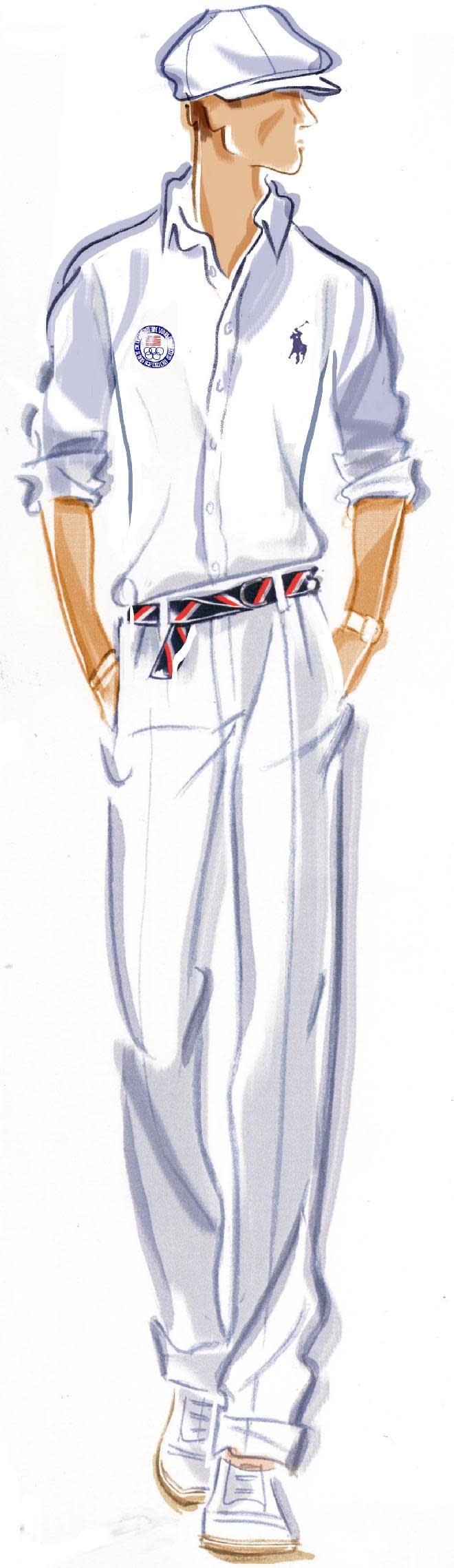 Sketches of the men's Team USA Olympics closing ceremony outfits by Ralph Lauren