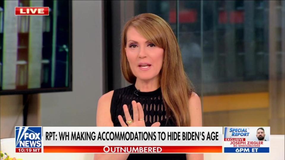 Fox News host Dagen McDowell speaks on television.