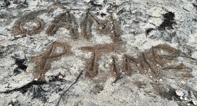 Message written in sand. 