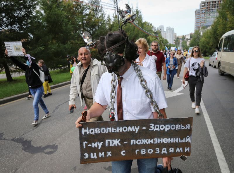 People take part in rally to support former regional governor Sergei Furgal in Khabarovsk