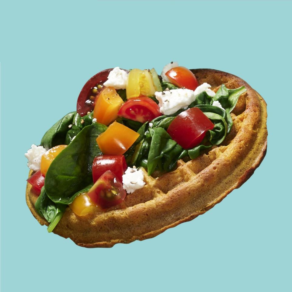 Waffle with Spinach, Tomato & Feta