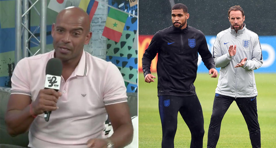  Trevor Sinclair helped preview England v Sweden on 'The 32' on Saturday morning. (Yahoo/Getty)