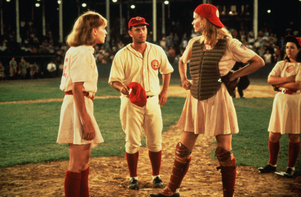 A LEAGUE OF THEIR OWN, Lori Petty, Tom Hanks, Geena Davis, Rosie O'Donnell, 1992, ©Columbia Pictures - Credit: ©Columbia Pictures/Everett Collection