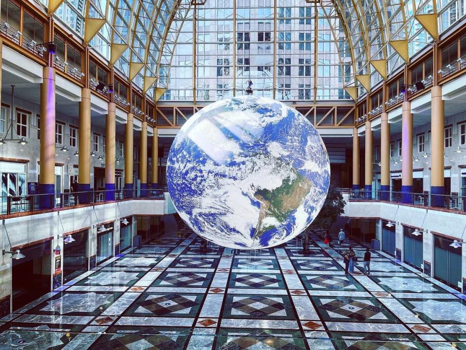 The enormous inflatable globe from the U.K., Gaia, which has been displayed in Bank of America’s Founders Hall in uptown, will return to the city in the Blumenthal’s new immersive space.