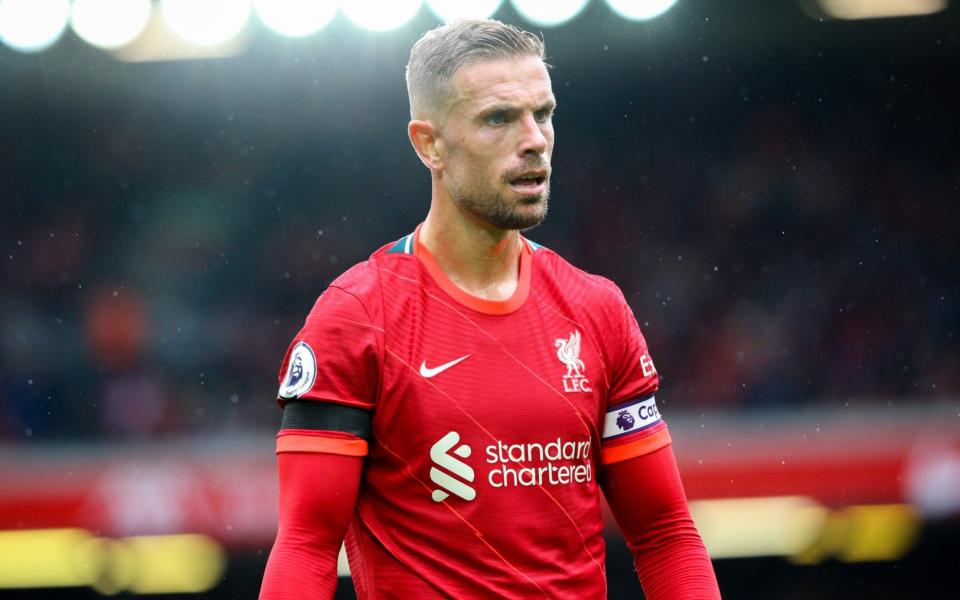 Liverpool's Jordan Henderson during the Premier League match between Liverpool and Burnley at Anfield on August 21, 2021 in Liverpool, Englan - Alex Dodd - CameraSport via Getty Images