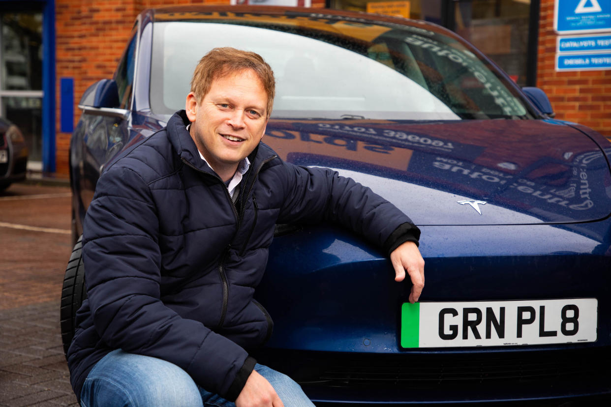 Secretary of State for Transport Grant Shapps revealed the new green number plates for electric cars earlier this year. (Getty)