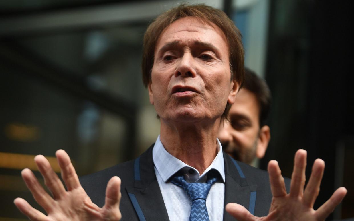 Sir Cliff after being awarded more than £200,000 in damages from BBC over coverage of a police search of his Berkshire home