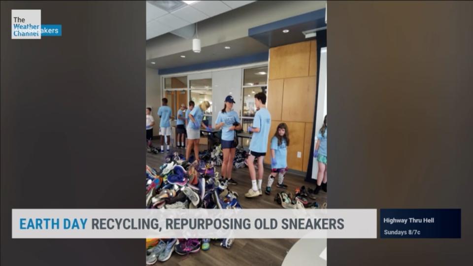 Shoe drive in progress (credit: The Weather Channel)