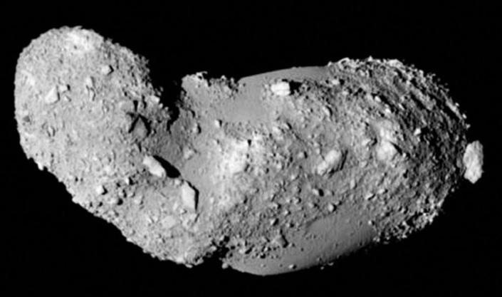 A third image of asteroid Itokawa photographed by Japans Hayabusa spacecraft in 2005.
