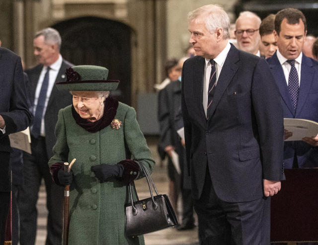 Queen Elizabeth returns to public view after COVID to honor her husband