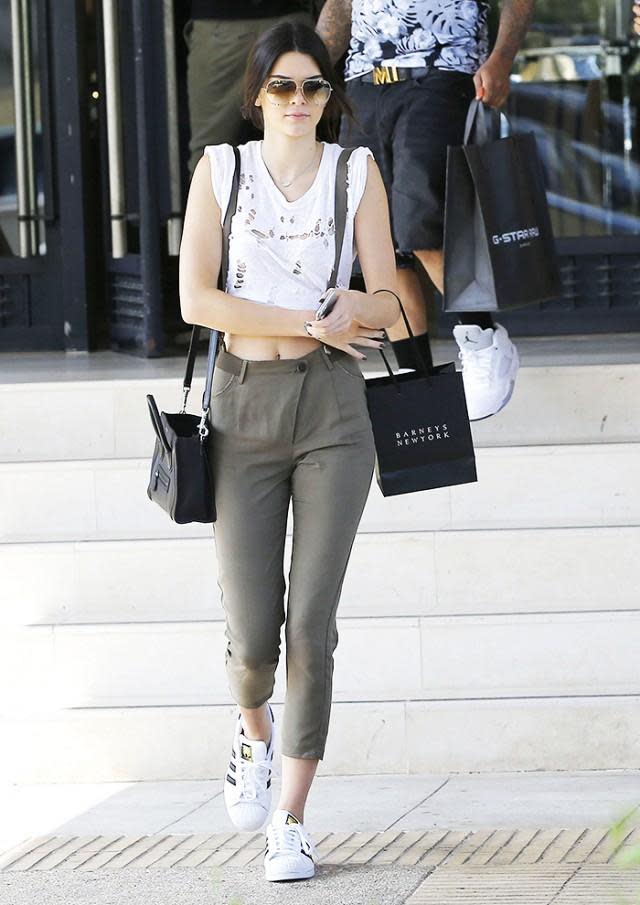 1. Adidas Superstars<br> As the most searched item on Australian Polyvore, this super versatile sneaker has some hype to live up to. Loved by celebrity fans including Gigi Hadid, Kendall Jenner and Polyvore CEO Jess Lee, there’s a reason these cool kicks are on everyone’s hit list right now. Pictured: Kendall Jenner.