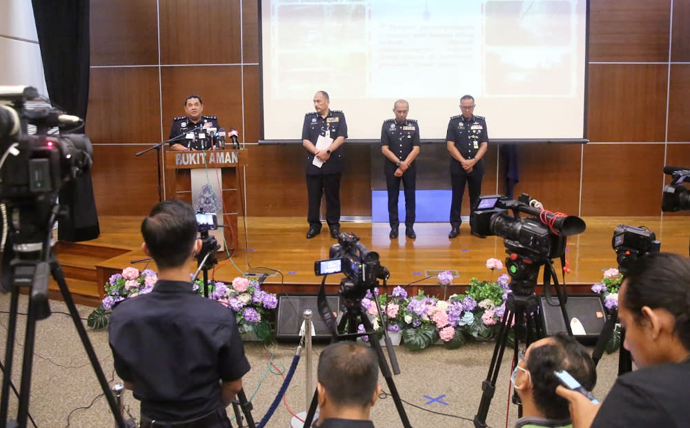 Bukit Aman Criminal Investigations Department director Datuk Huzir Mohamed at a press conference on smuggling of migrants operations, June 30, 2020. — Picture by Choo Choy May